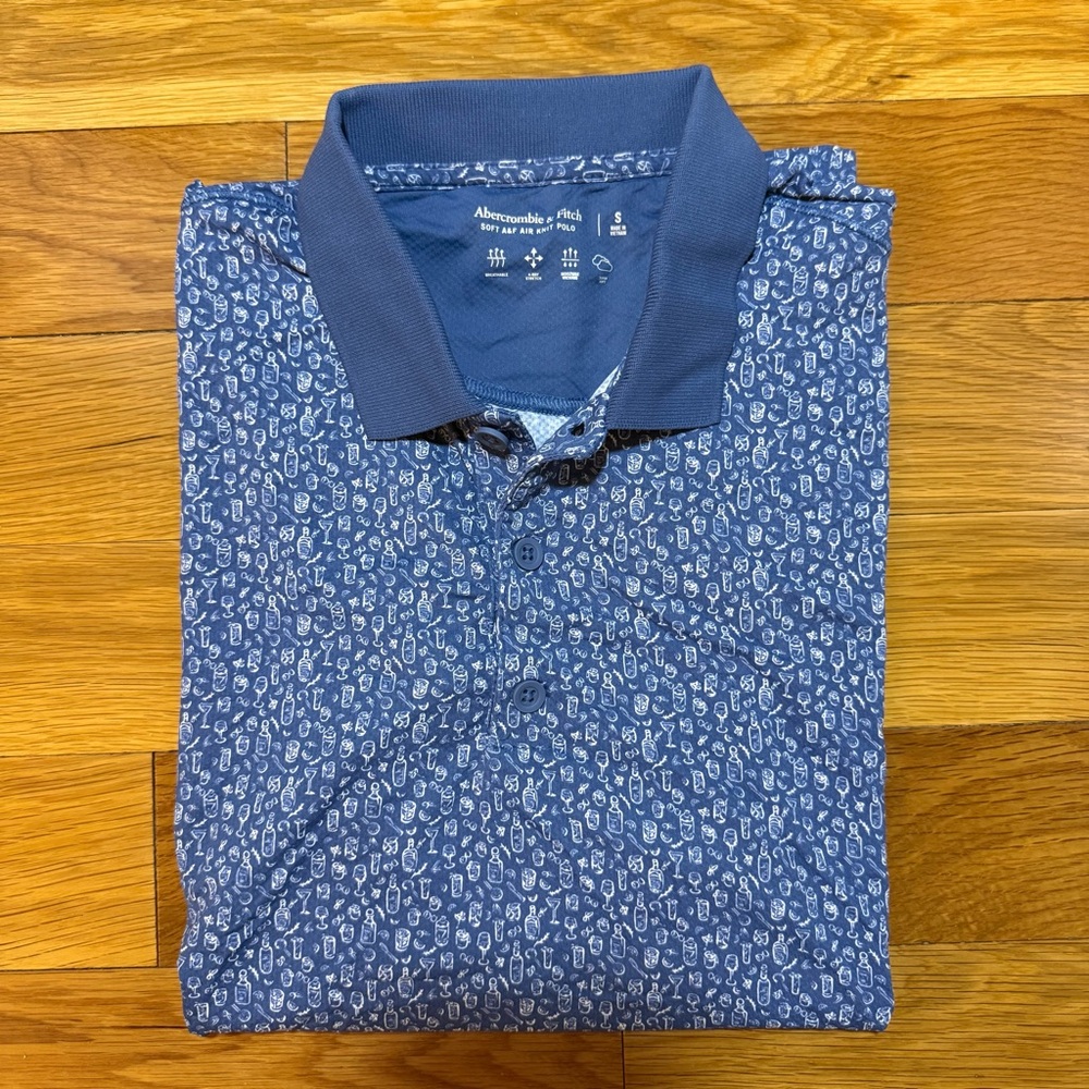 Abercrombie & Fitch 🍸 Soft Air Knit Polo | Cocktail Print | Small
